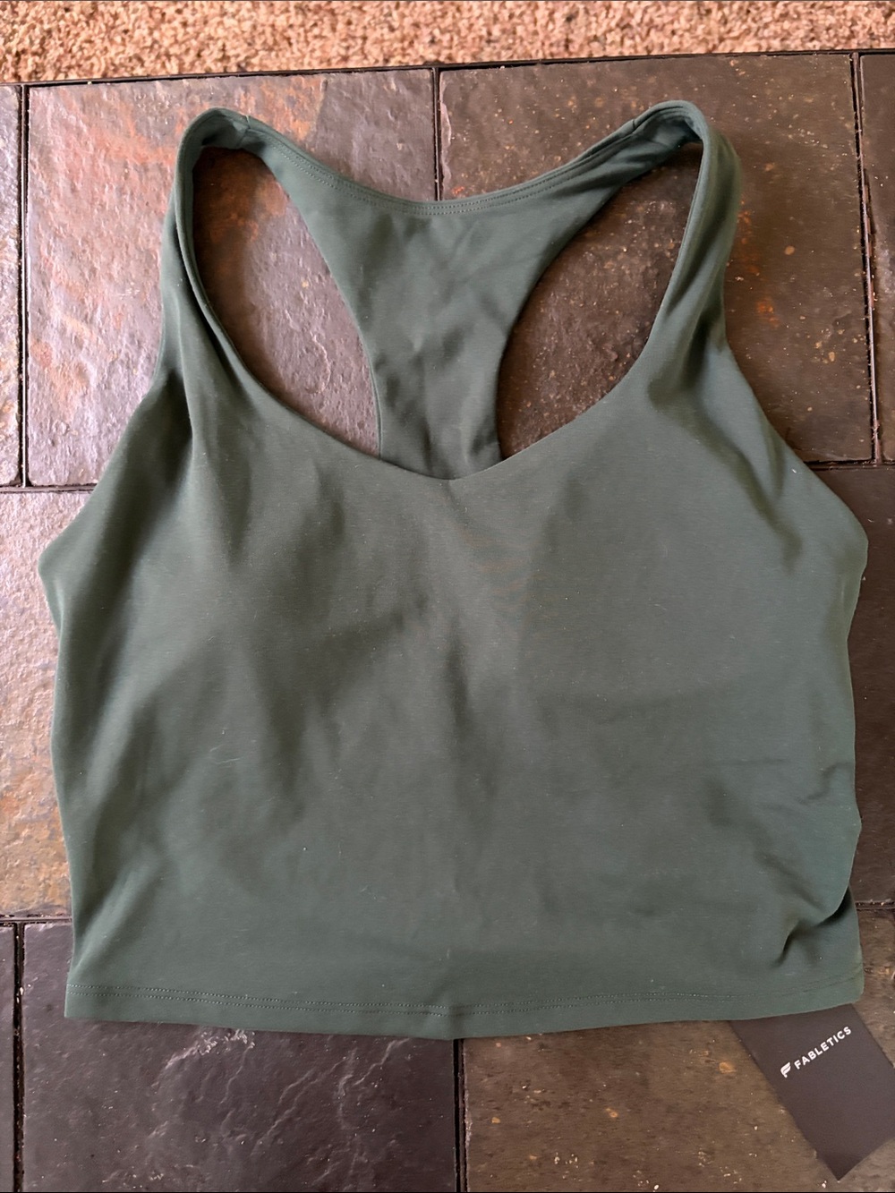 Fabletics Deep Green built in bra Racerback